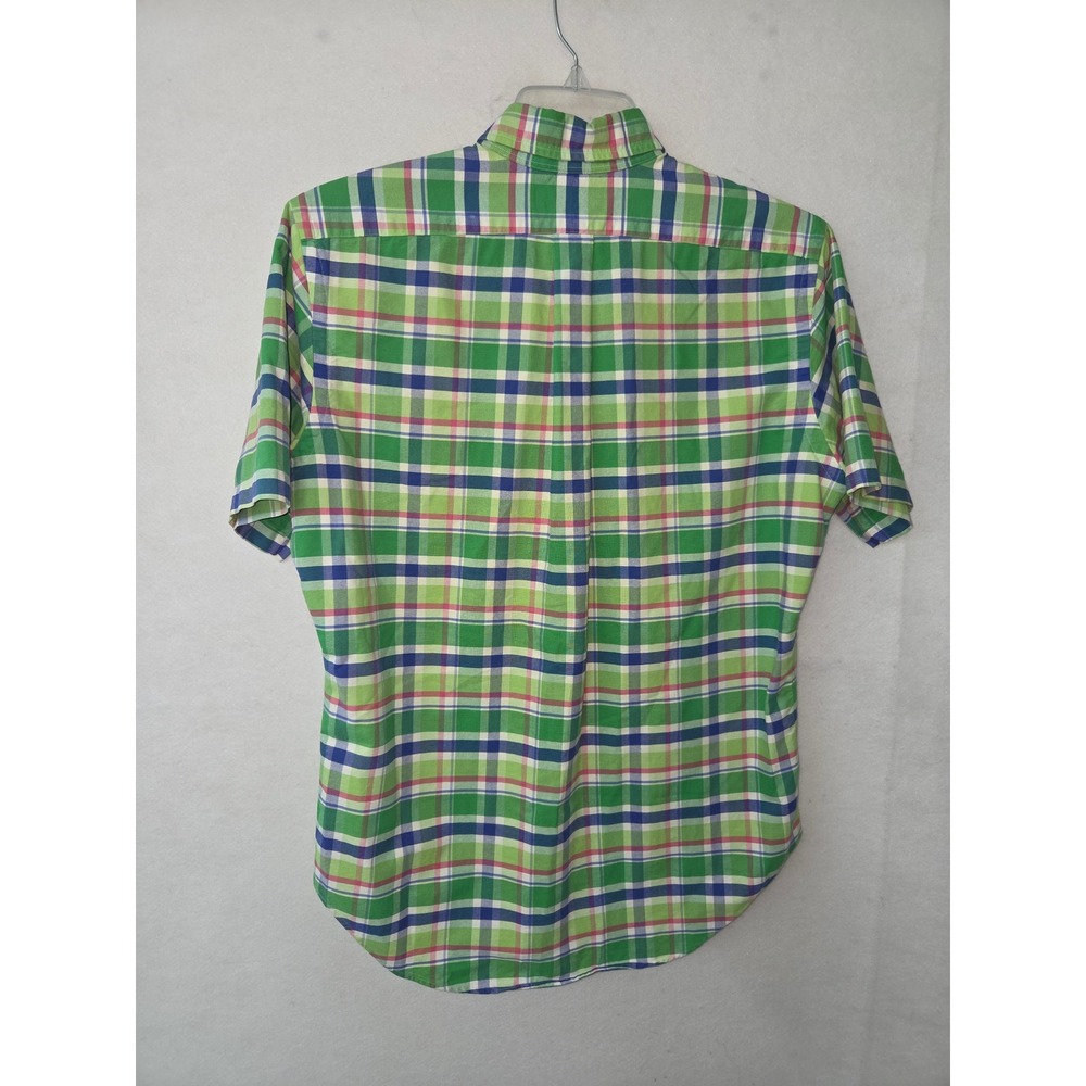 Ralph Lauren Shirt Mens M Classic Fit Plaid Short Sleeve Button Down Green Vtg - Picture 2 of 9